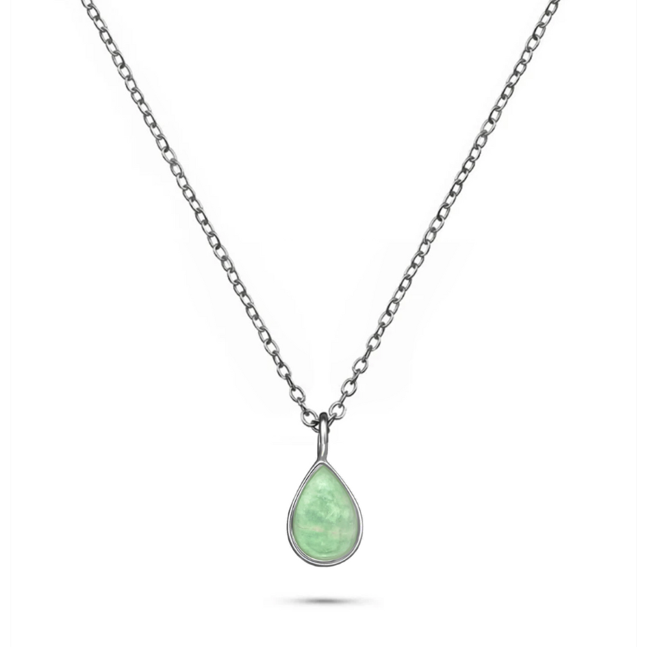 River Drop - Sterling Silver Mint Green Amazonite Necklace
