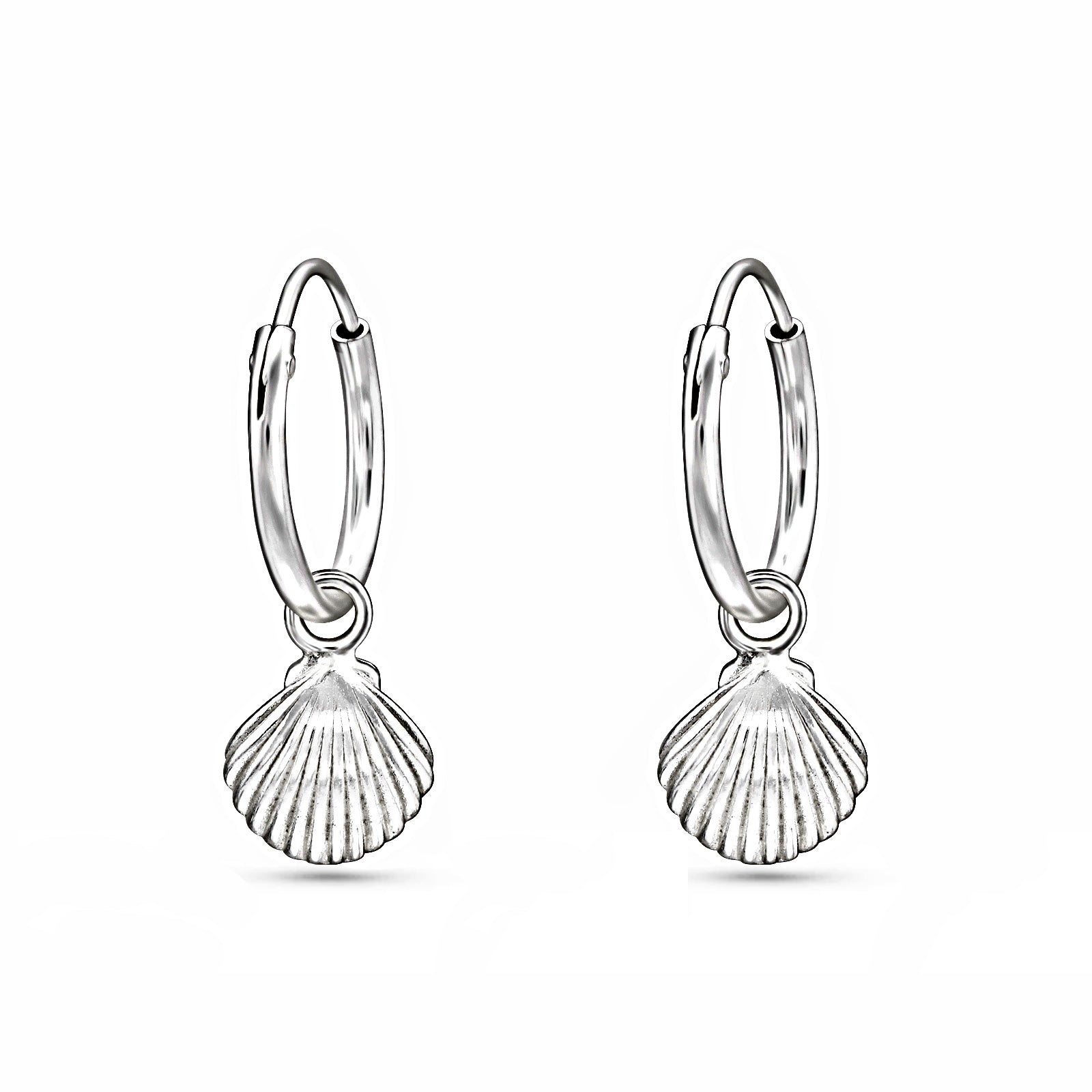 Sea Within – Sterling Silver Shell Huggie Hoop Earrings