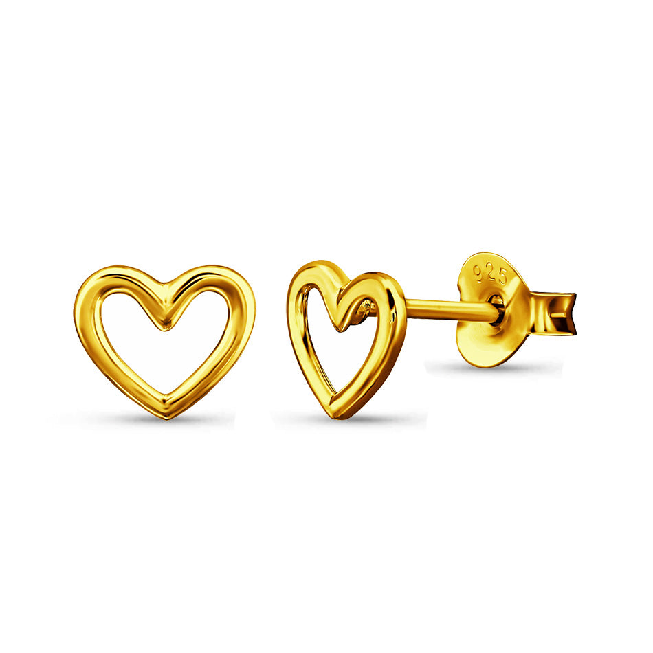 The Quiet Kind – 24k Gold Plated Sterling Silver Open Heart Studs