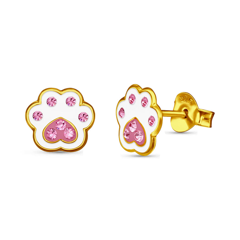 Heartpaw – 24k Gold Plated Pink Crystal Studs