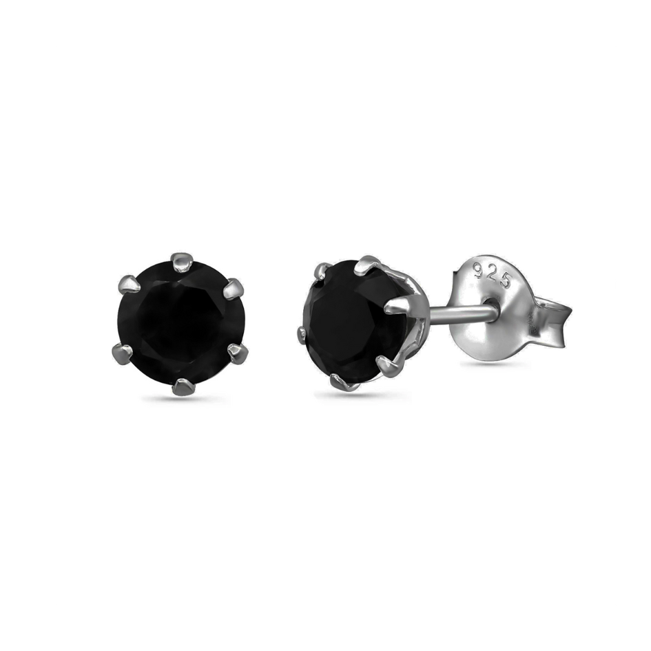 Eclipse Stone - Sterling Silver Black Onyx Stud Earrings