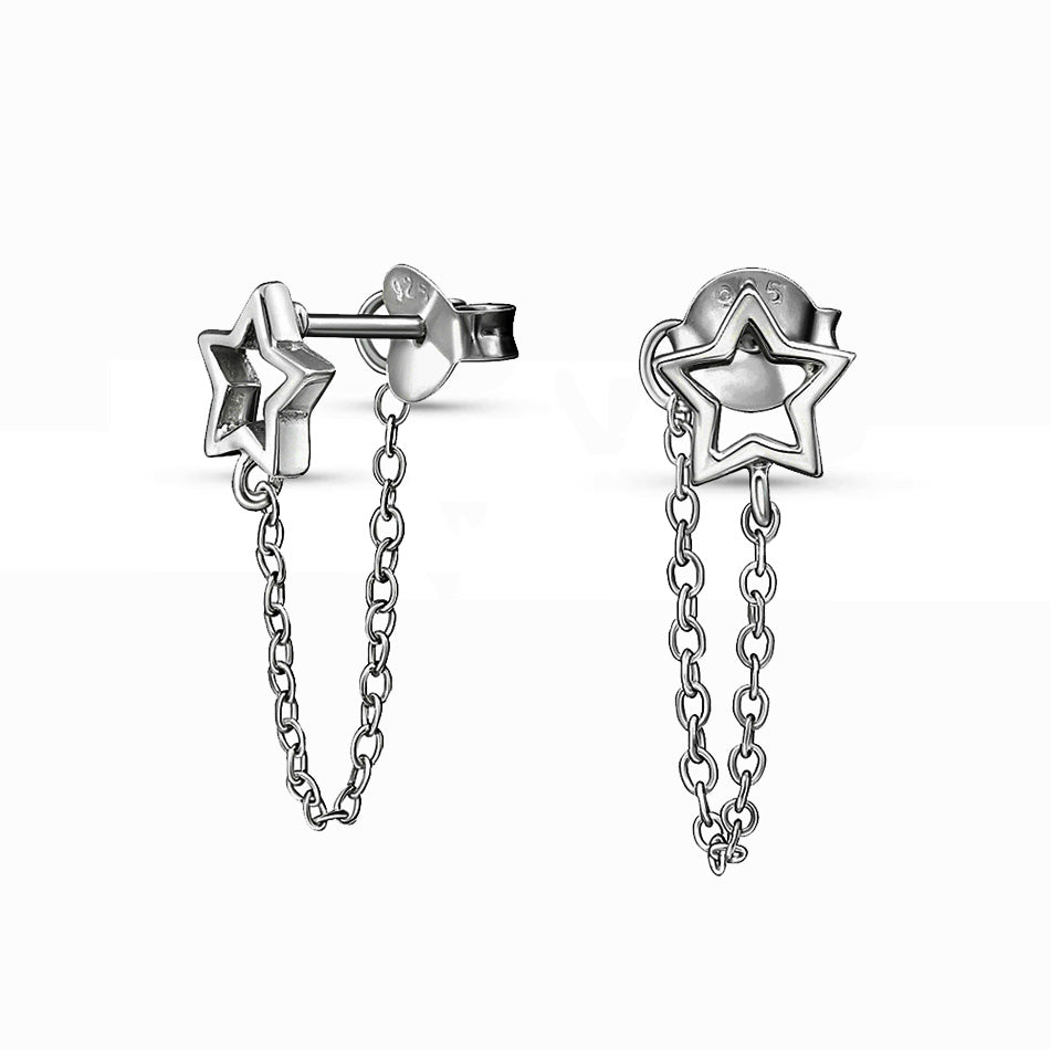 Threaded – Sterling Silver Star Chain Studs