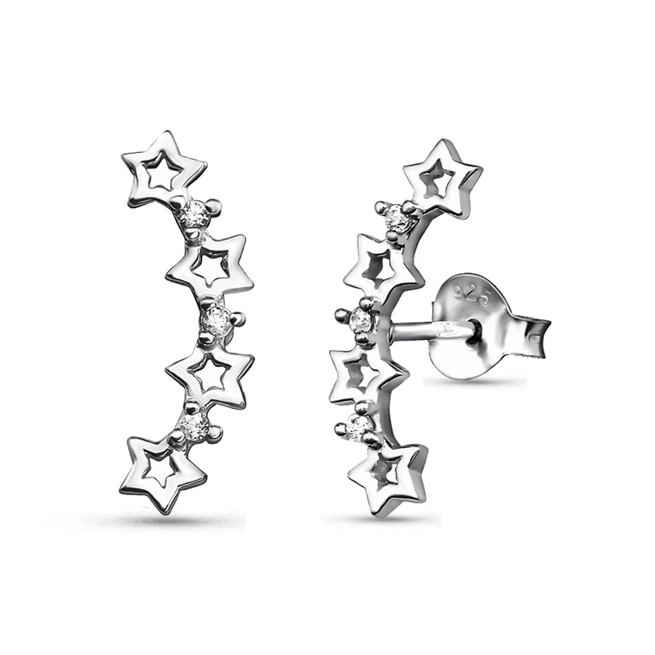 Starlit Rise – Sterling Silver Ear Climbers