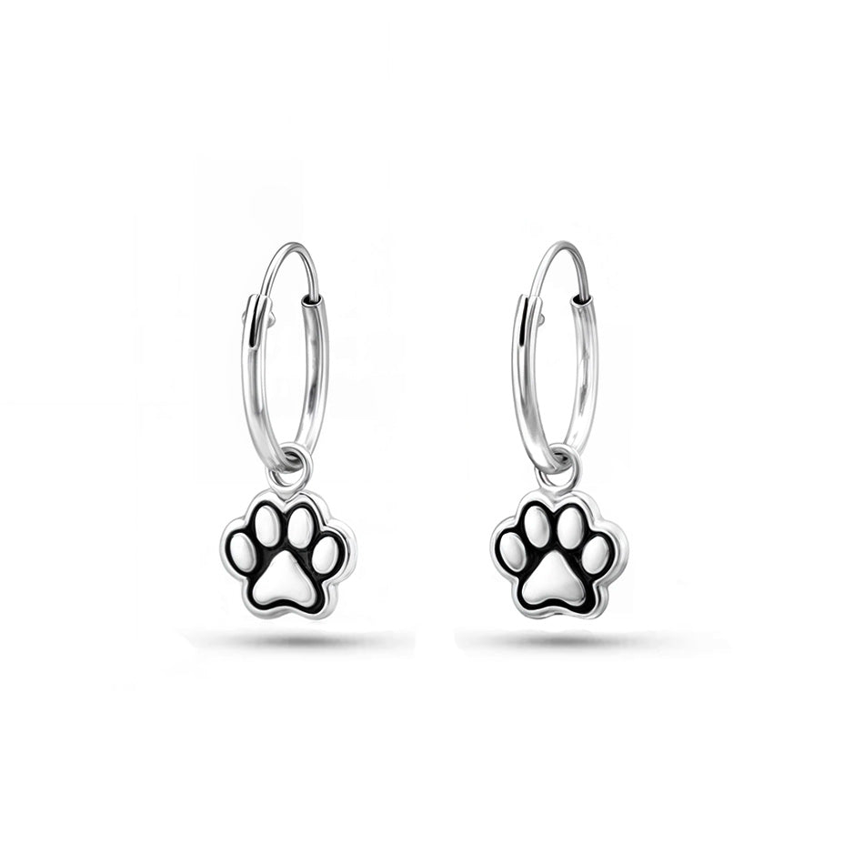 With Me – Sterling Silver Paw Huggie Hoop Earrings