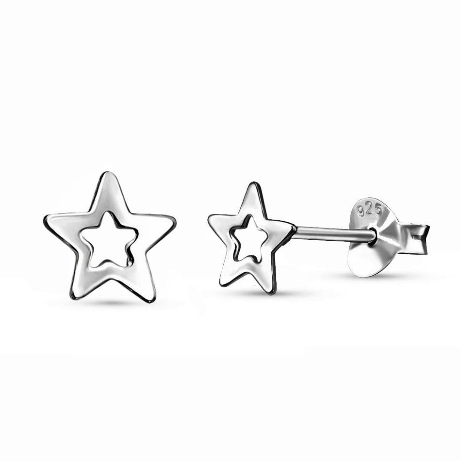Keep Glowing – Sterling Silver Star Studs