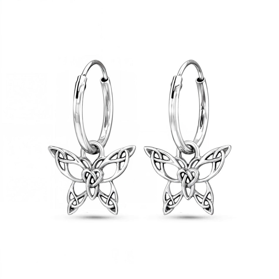 Pathwoven – Sterling Silver Celtic Butterfly Hoops