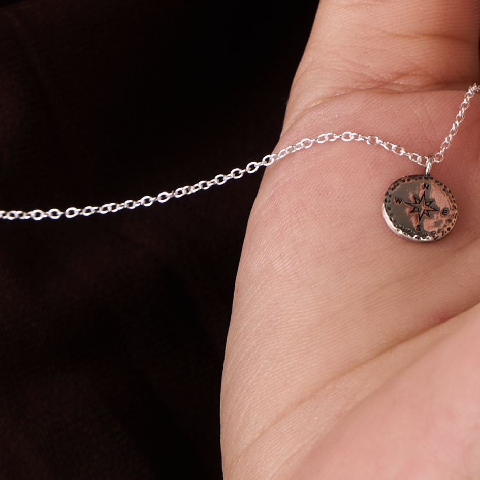 Cardinal Spirit - Sterling Silver Compass Necklace