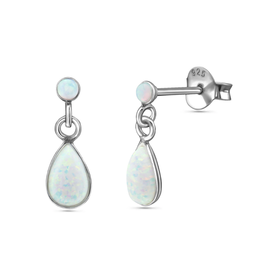 Aurora Opal - Sterling Silver Opal Earrings