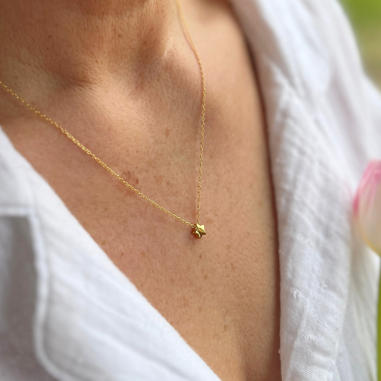 Golden Star Necklace – Sterling Silver with 24k Gold Plating