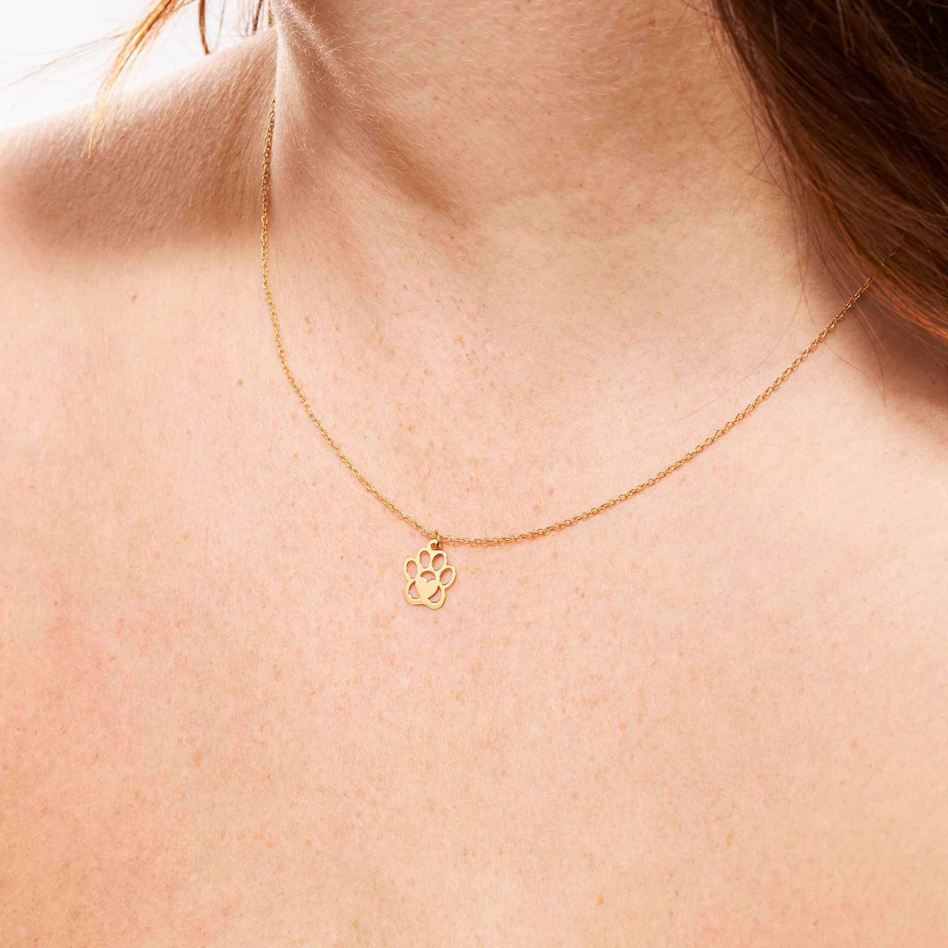 Soulbonded – 24k Gold-Plated Sterling Silver Paw Heart Necklace