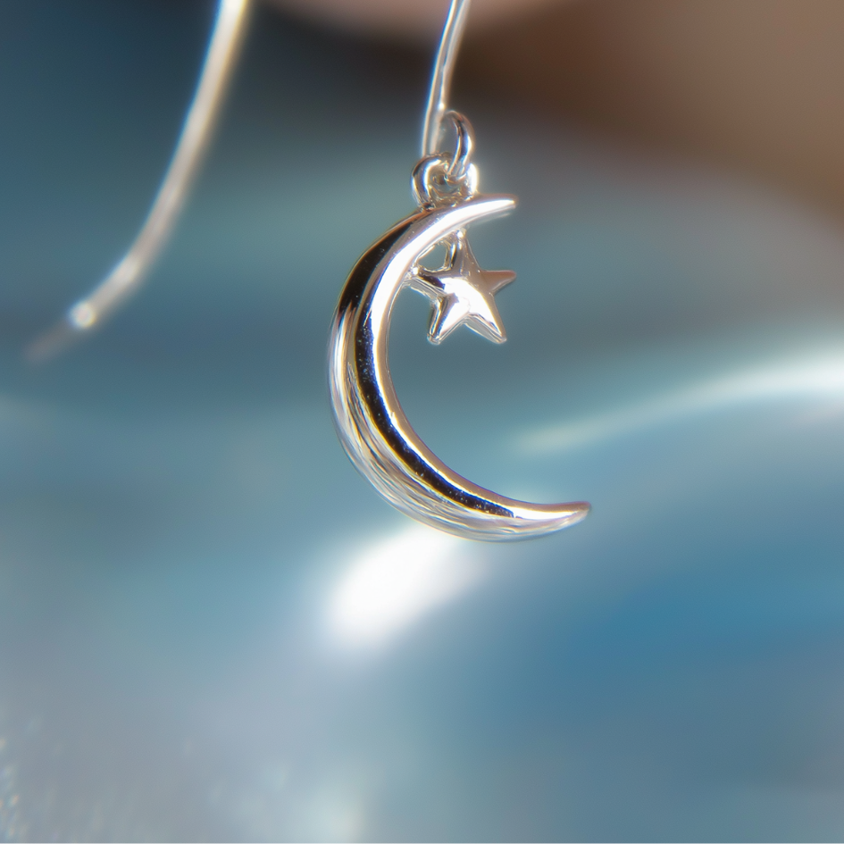 Moonstar Earrings – Moon and Star Earrings in Sterling Silver