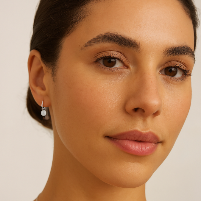 Silver Pearl Hoop Earrings Hoop Huggies 925 Sterling Silver