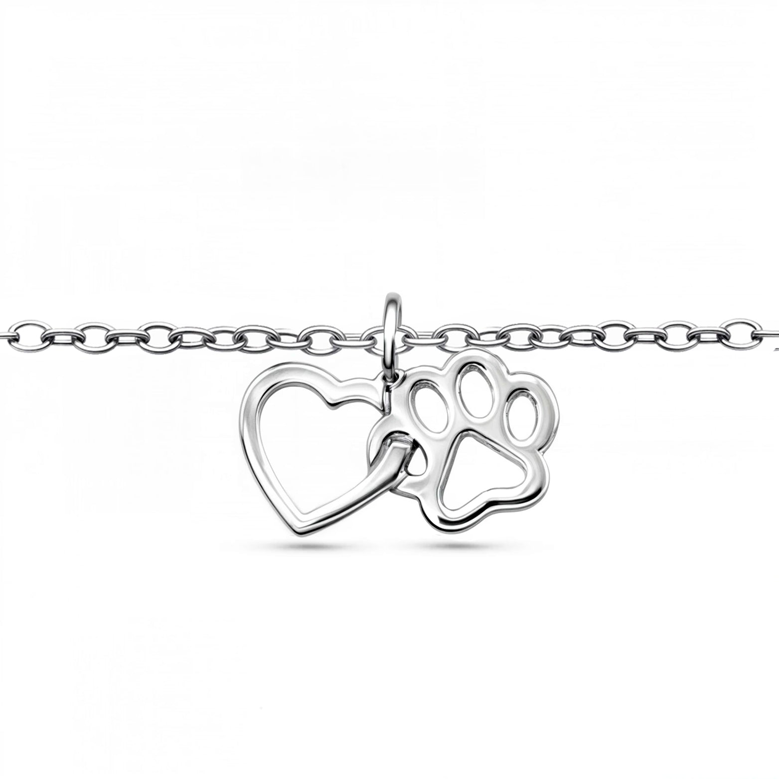 Where Love Waited - Sterlilng Silver Interlocking Paw Heart Bracelet