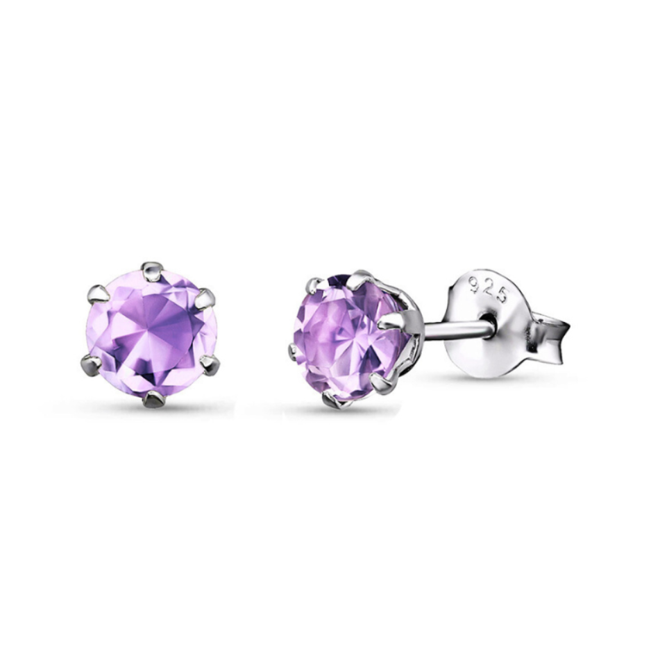 Light – Lavender Amethyst Sterling Silver Crystal Studs