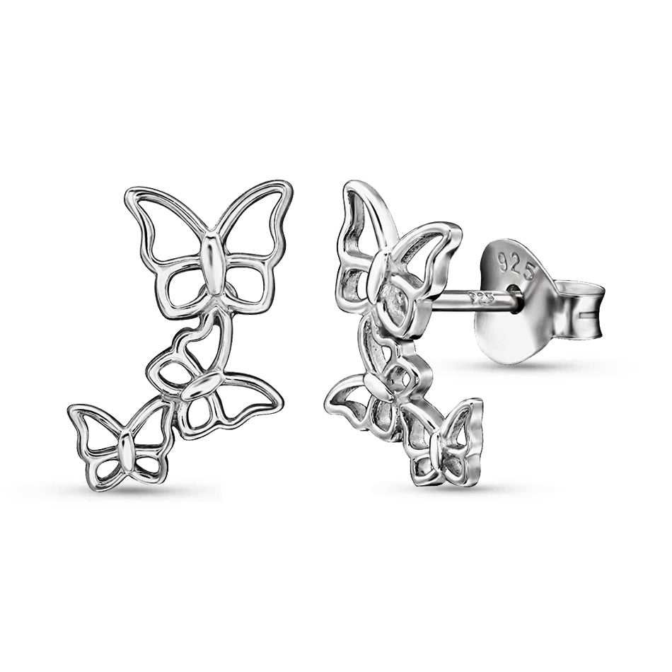 Unfold – Sterling Silver Butterfly Climber Studs
