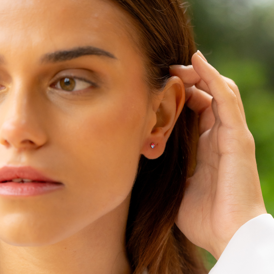 Aura – Sterling Silver Radiant Crystal Studs