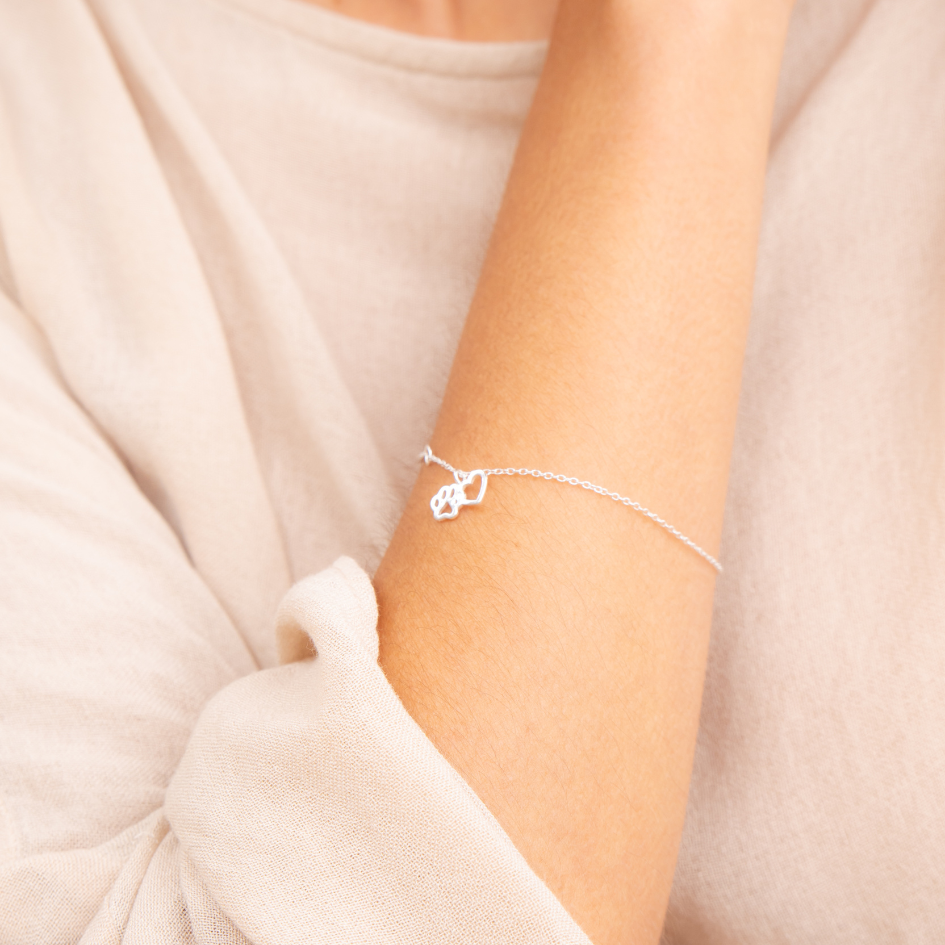 Paw Heart Interlocking Bracelet 925 Sterling Silver