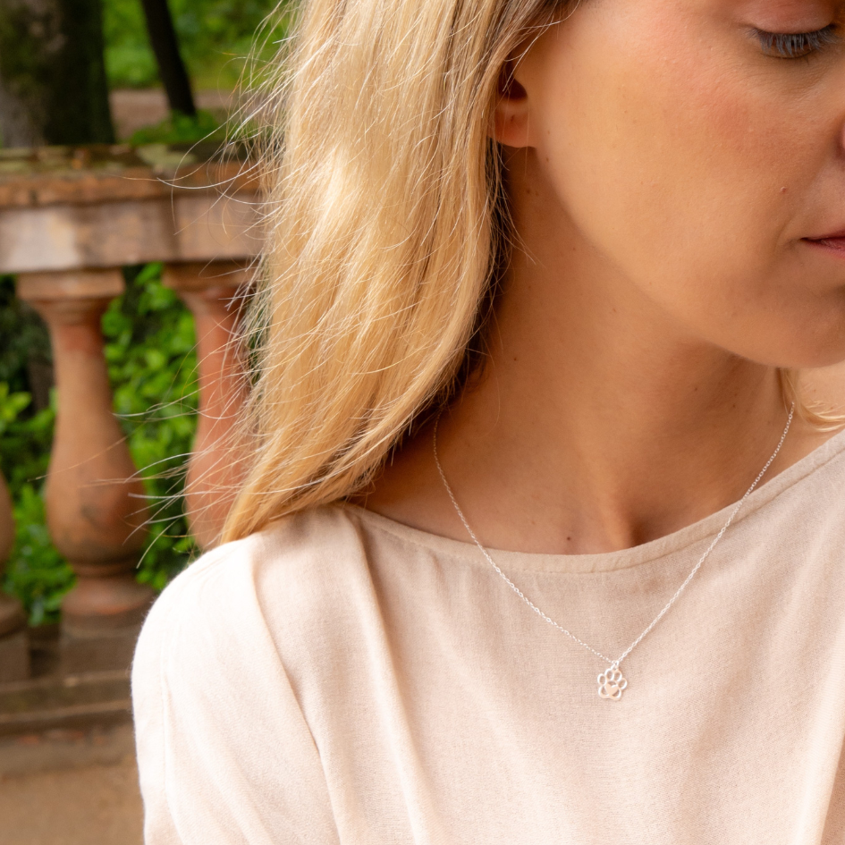 Soulbonded – Sterling Silver Paw Heart Necklace