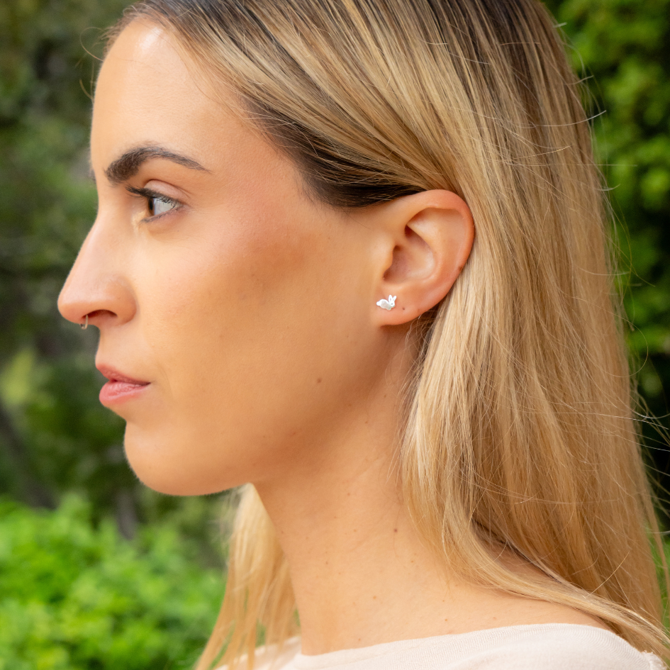 Gentle Keeper – Sterling Silver Bunny Studs