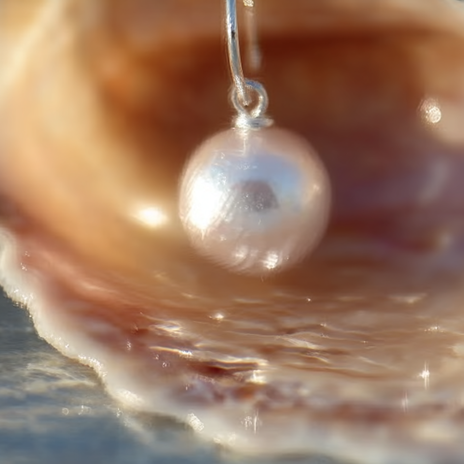 Quiet Light – Sterling Silver Pearl Hoop Earrings