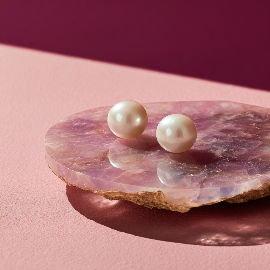 Whisper – Pink Pearl Stud Earrings