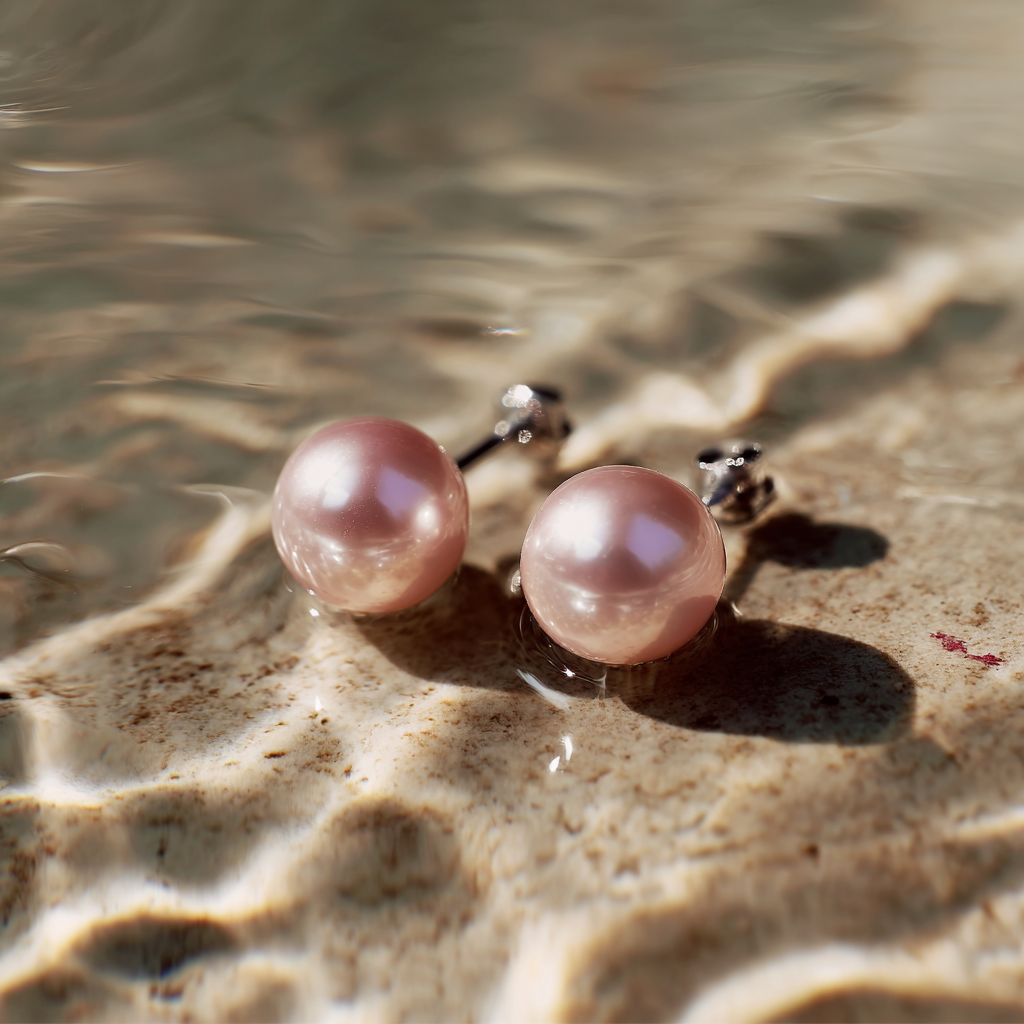 Whisper – Pink Pearl Stud Earrings