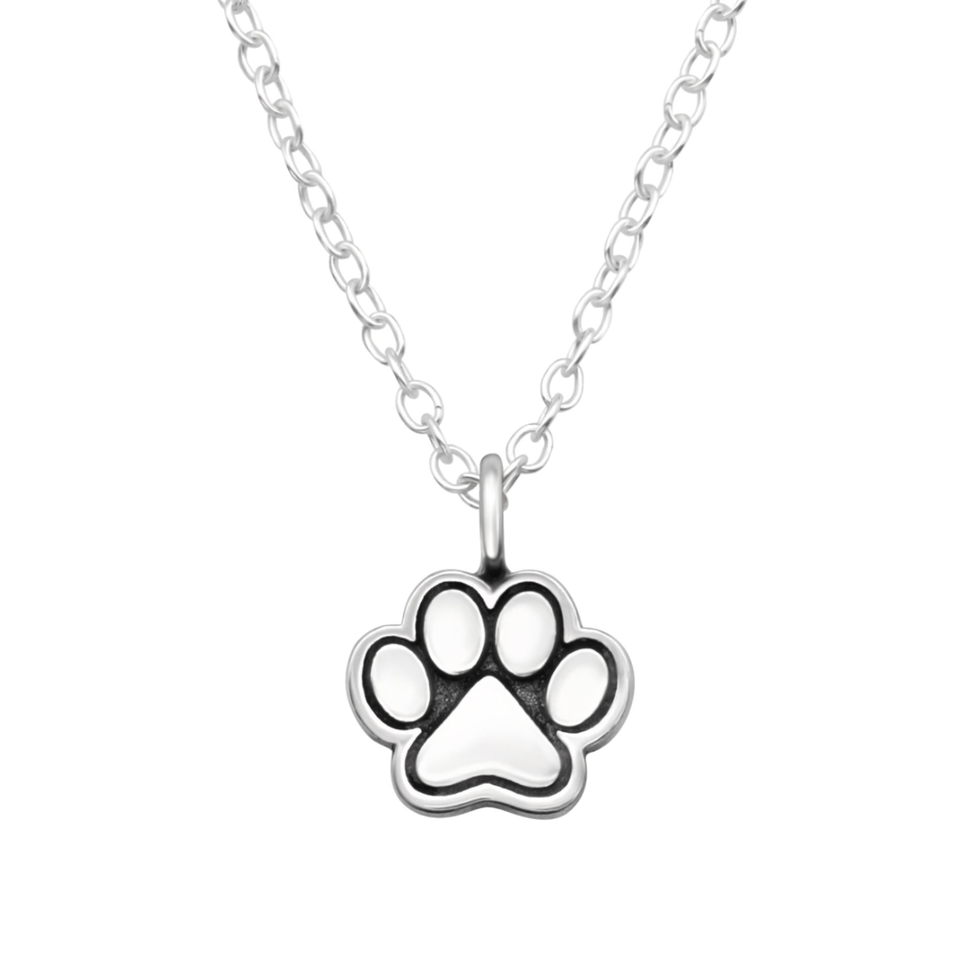 925 Sterling Silver Paw Print Necklace