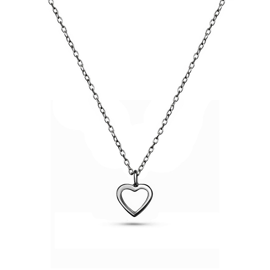 Open Heart – Sterling Silver Love Outline Necklace