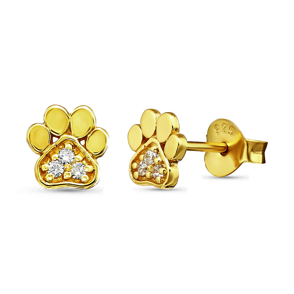 Evermine – 24k Gold Plated Sterling Silver Paw Studs