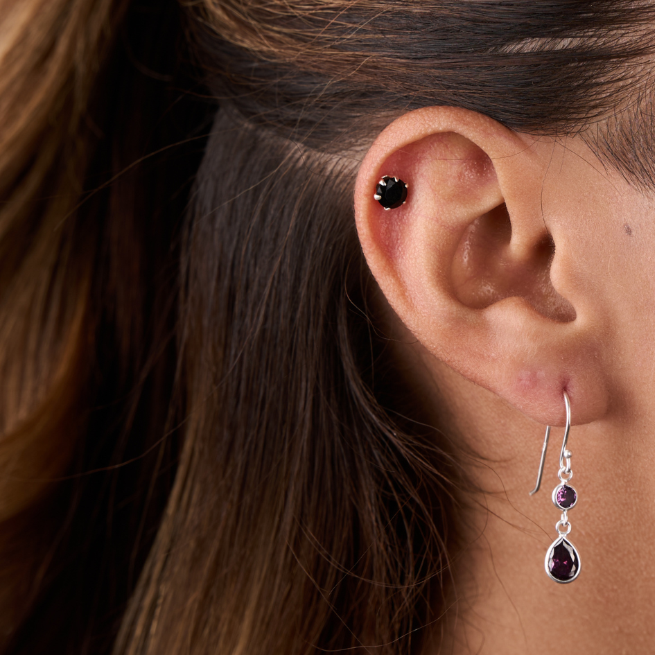 Eclipse Stone - Sterling Silver Black Onyx Stud Earrings