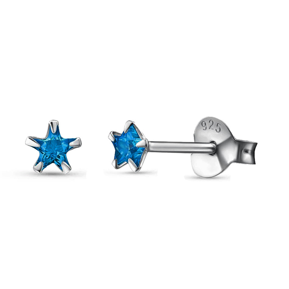 Pendientes pequeños de estrella turquesa - Plata de Ley 925
 