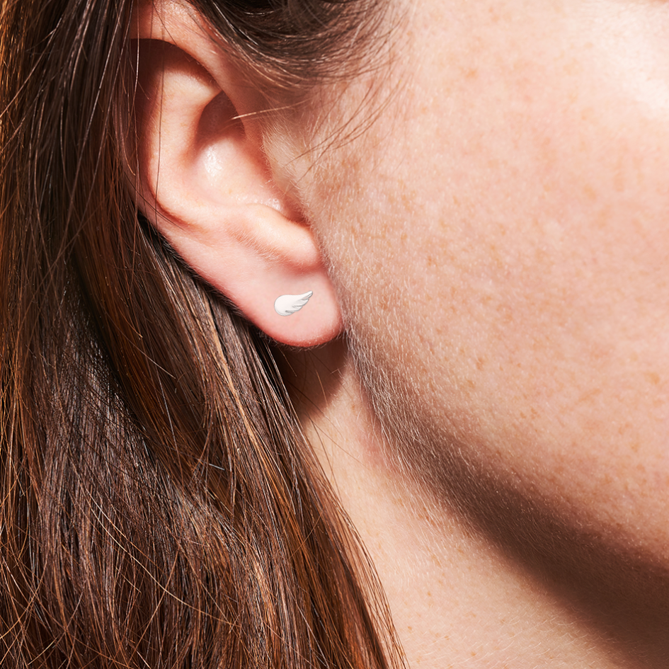 Angel Wing Stud Earrings - 925 Sterling Silver