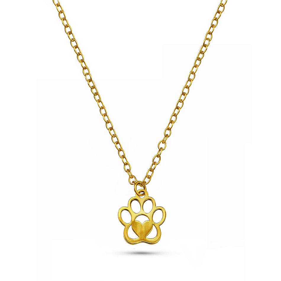 Soulbonded – 24k Gold-Plated Sterling Silver Paw Heart Necklace