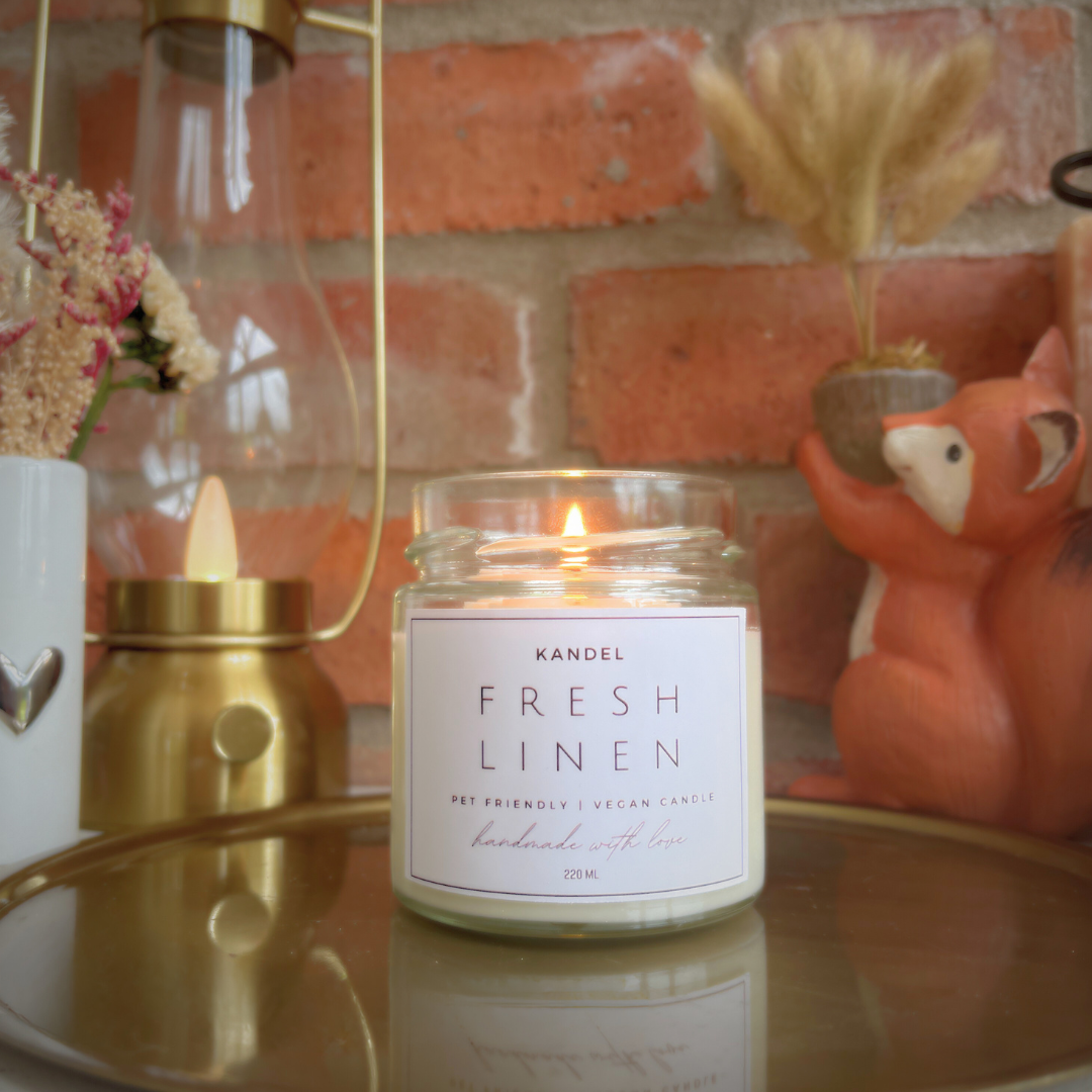 Pet Friendly Vegan Candle 220ml - Fresh Linen | Eco-Conscious