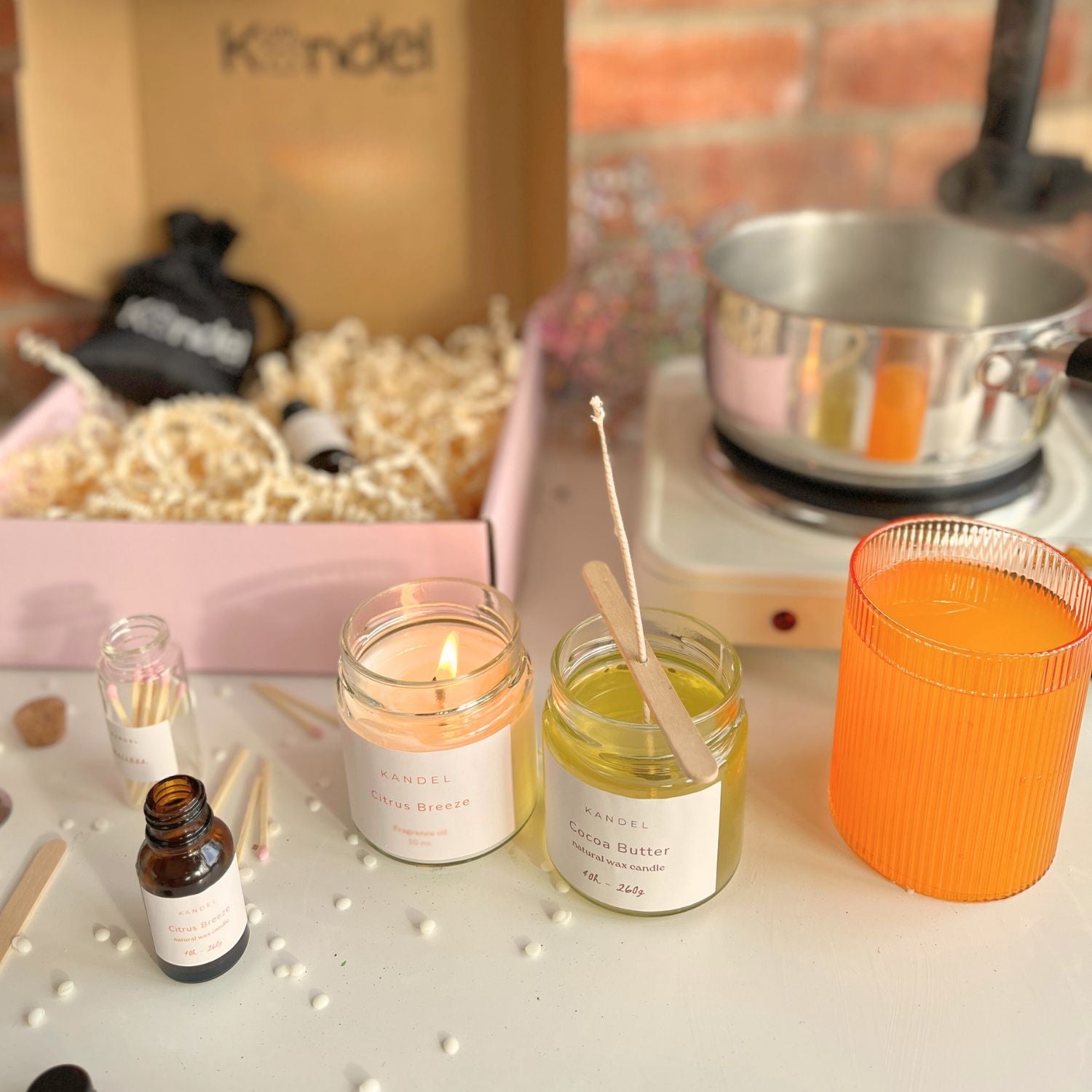 Kit para Hacer Velas – Limonada Fresca y Manteca de Cacao (Cítrico y Dulce)