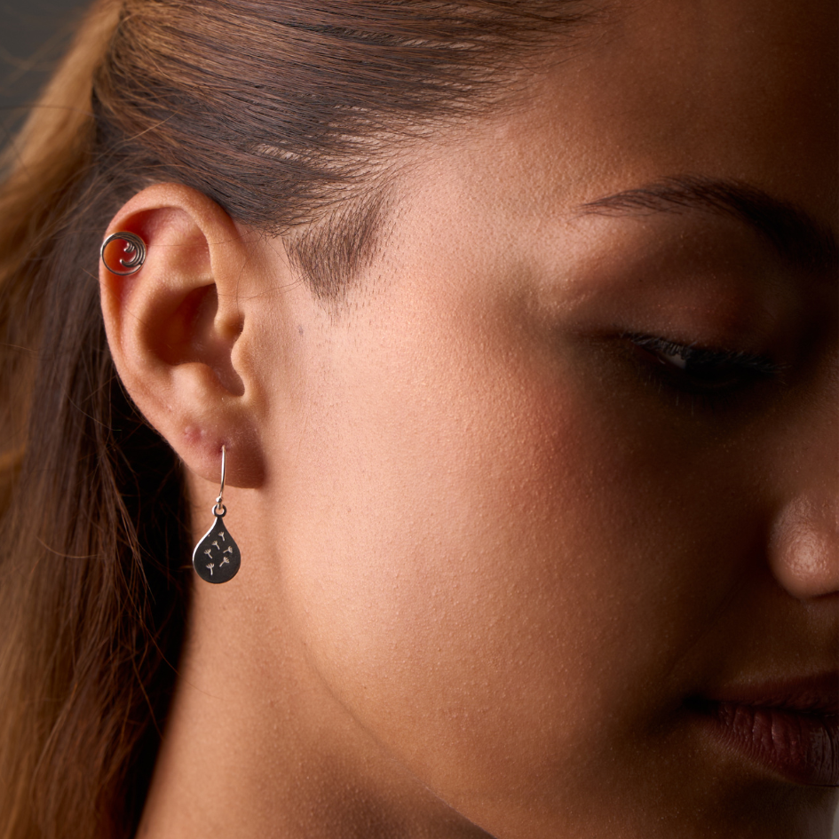 Meadowish - Sterling Silver Dandelion Drop Earrings