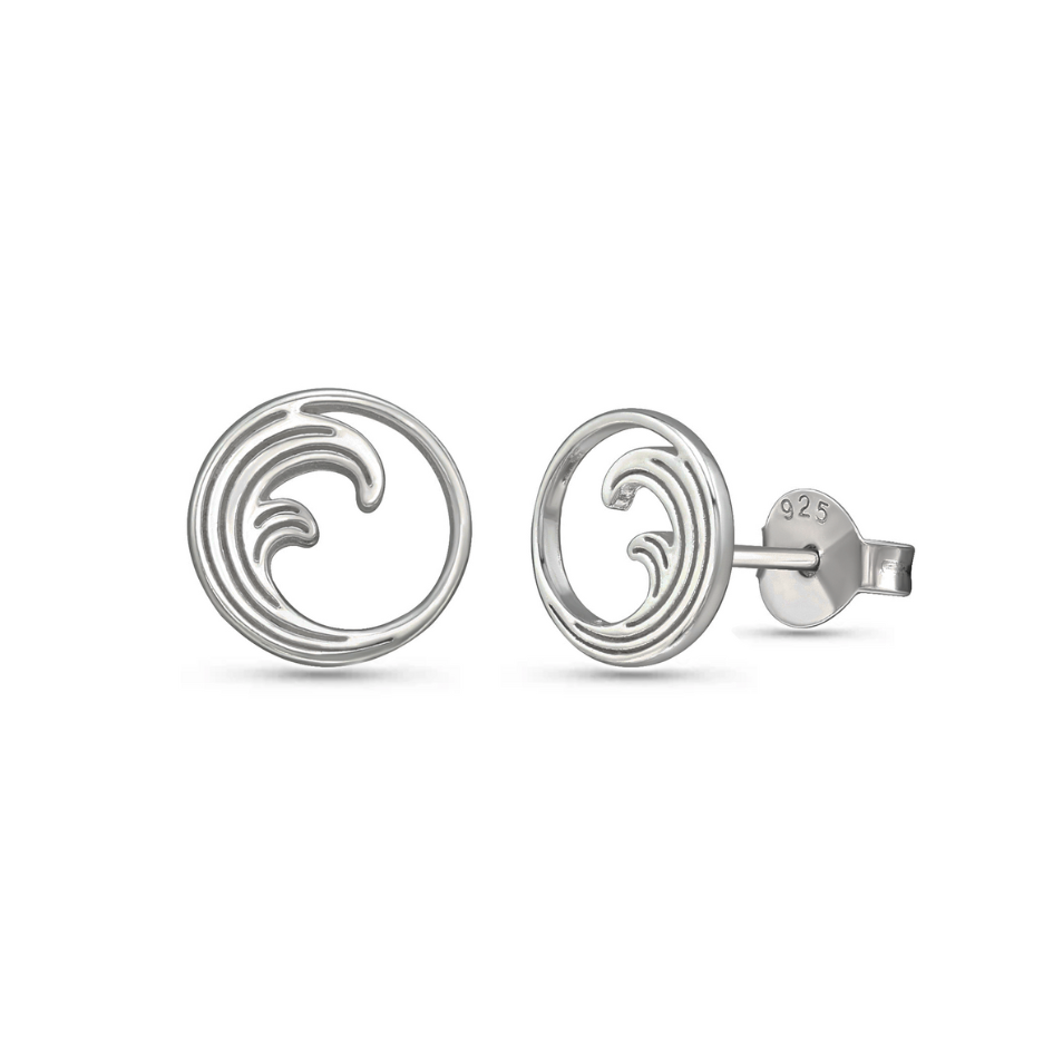 Coastline - Sterling Silver Wave Stud Earrings
