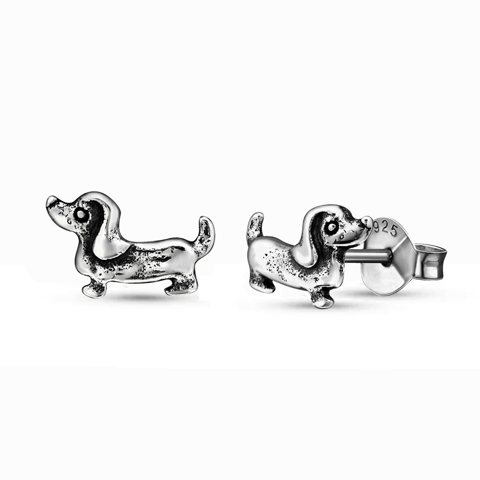 Devoted – Sterling Silver Dachshund Studs