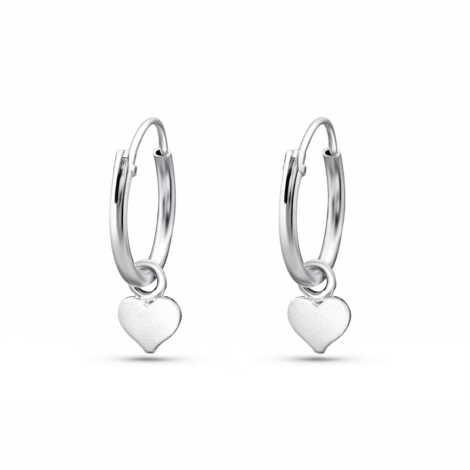 Pendientes aro con corazón - Plata de Ley 925