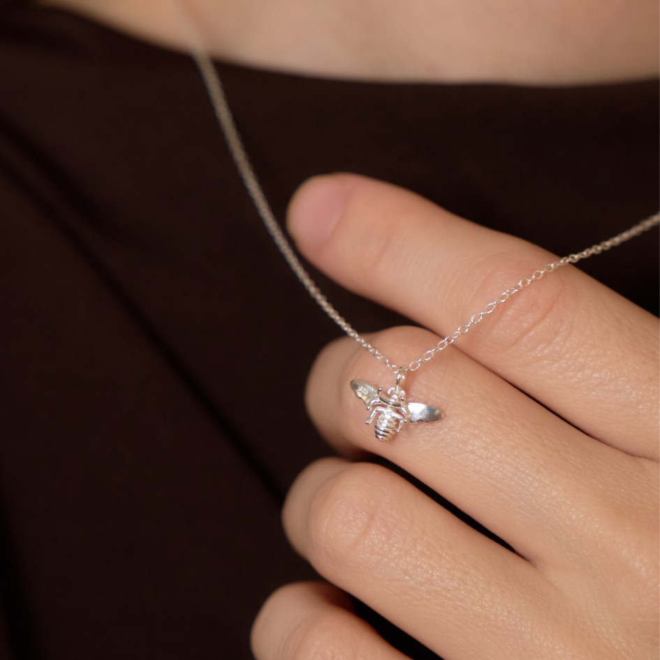 Quiet Hive - Sterling Silver Bee Necklace