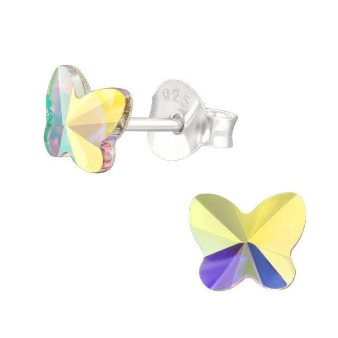 925 Sterling Silver Colorful Butterfly Stud Earrings