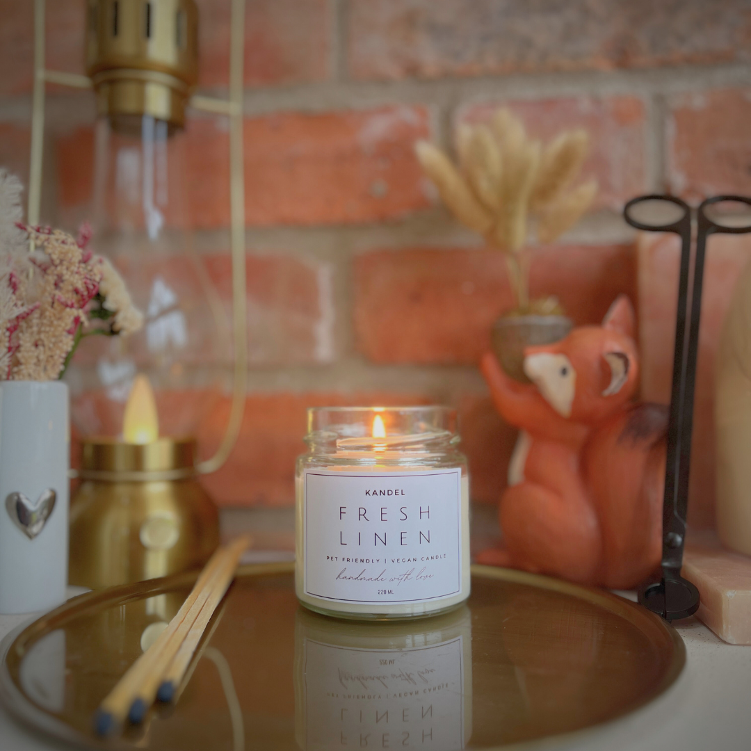 Pet Friendly Vegan Candle 220ml - Fresh Linen | Eco-Conscious