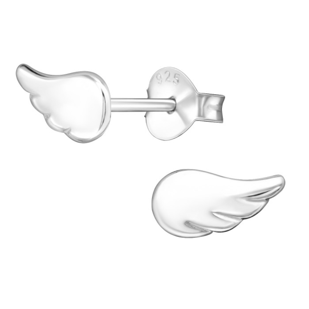 Angel Wing Stud Earrings - 925 Sterling Silver