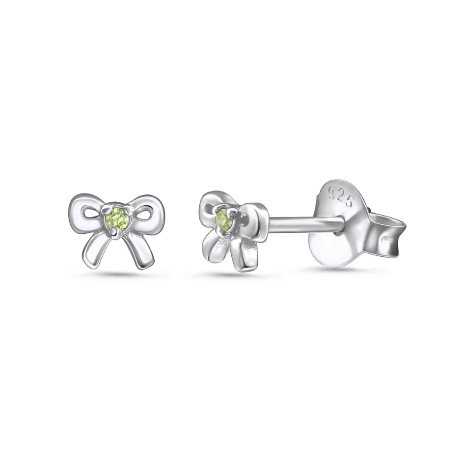 Newleaf - Sterling Silver Peridot Bow Stud Earrings