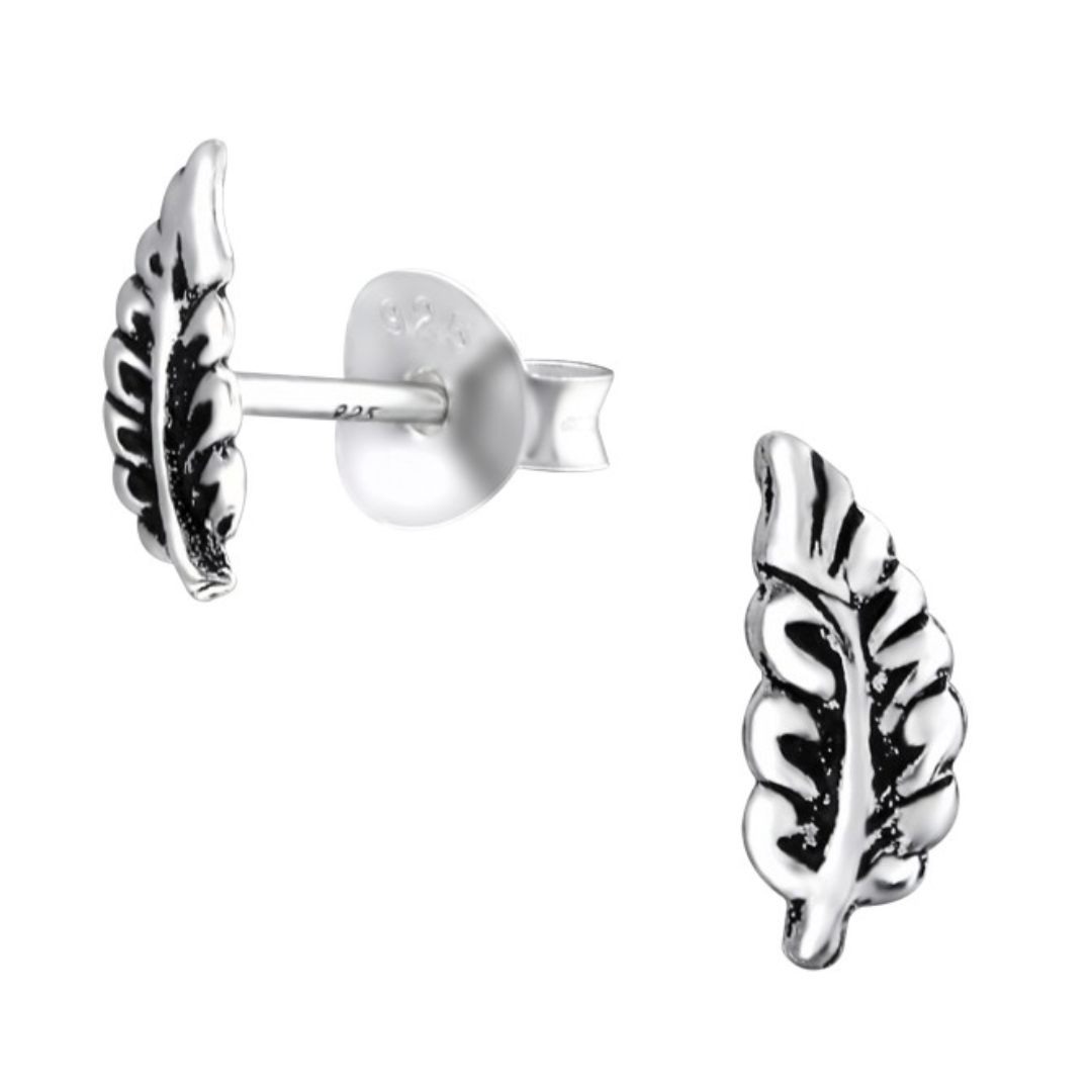 Tiny Feather Stud Earring - 925 Sterling Silver