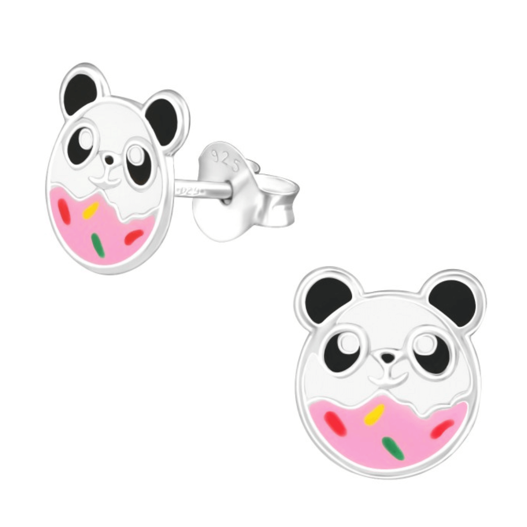 925 Sterling Silver Panda Stud Earrings