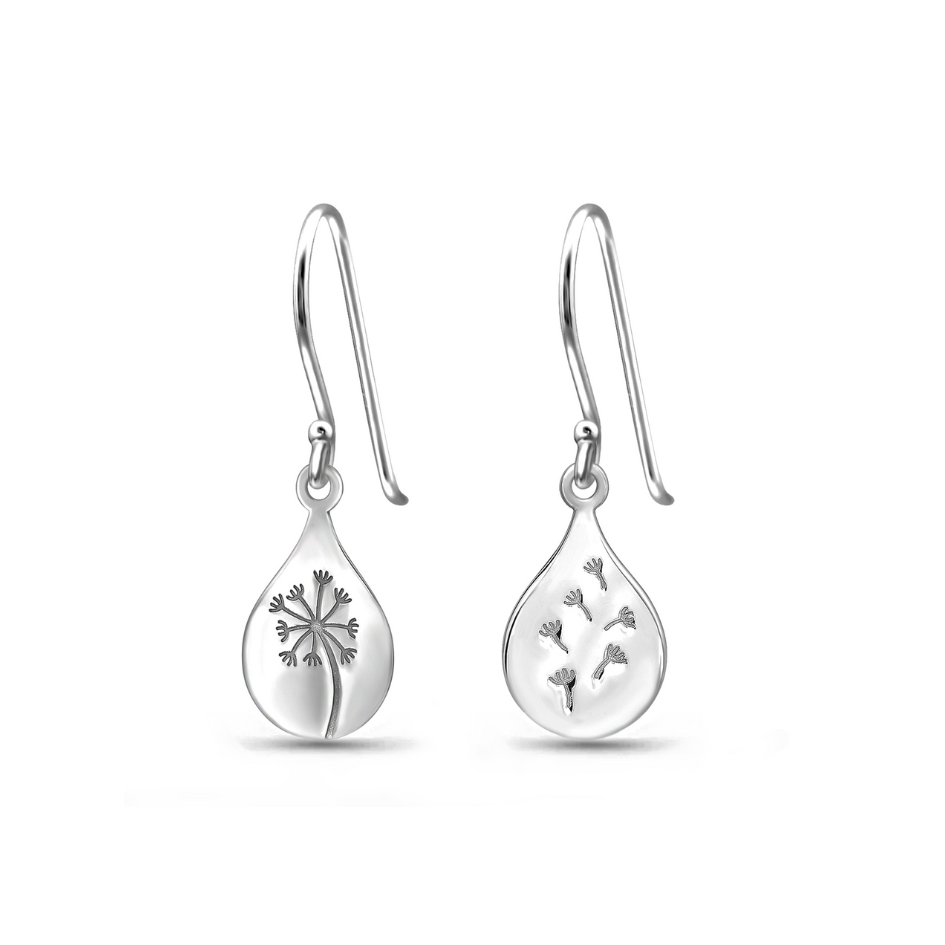 Meadowish - Sterling Silver Dandelion Drop Earrings