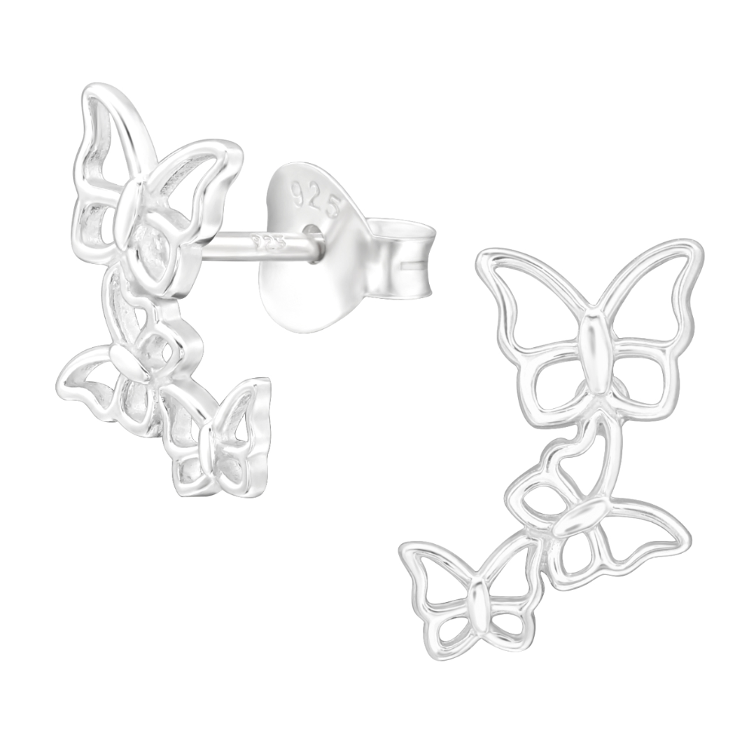 Butterfly Stud Earrings 925 Sterling Silver