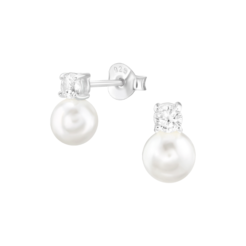 White Pearl with Crystal 925 Sterling Silver