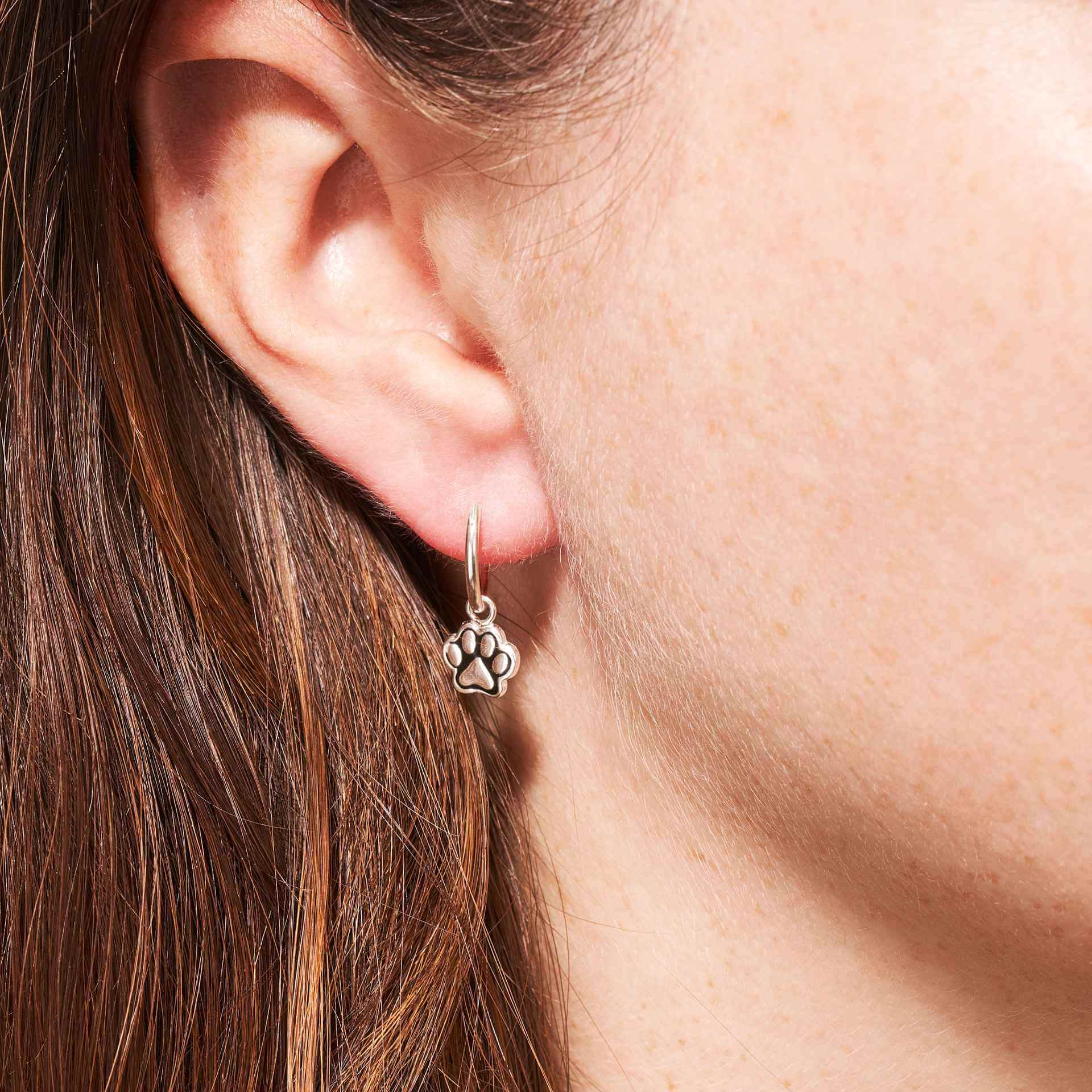 Pet Paw Print Gift Set – Sterling Silver Necklace & Huggie Hoop Earrings